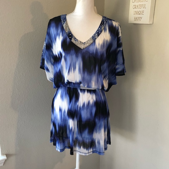 Alfani Tops - 5 for $25 • NWT Alfani Blue Patterned Sheer Tunic